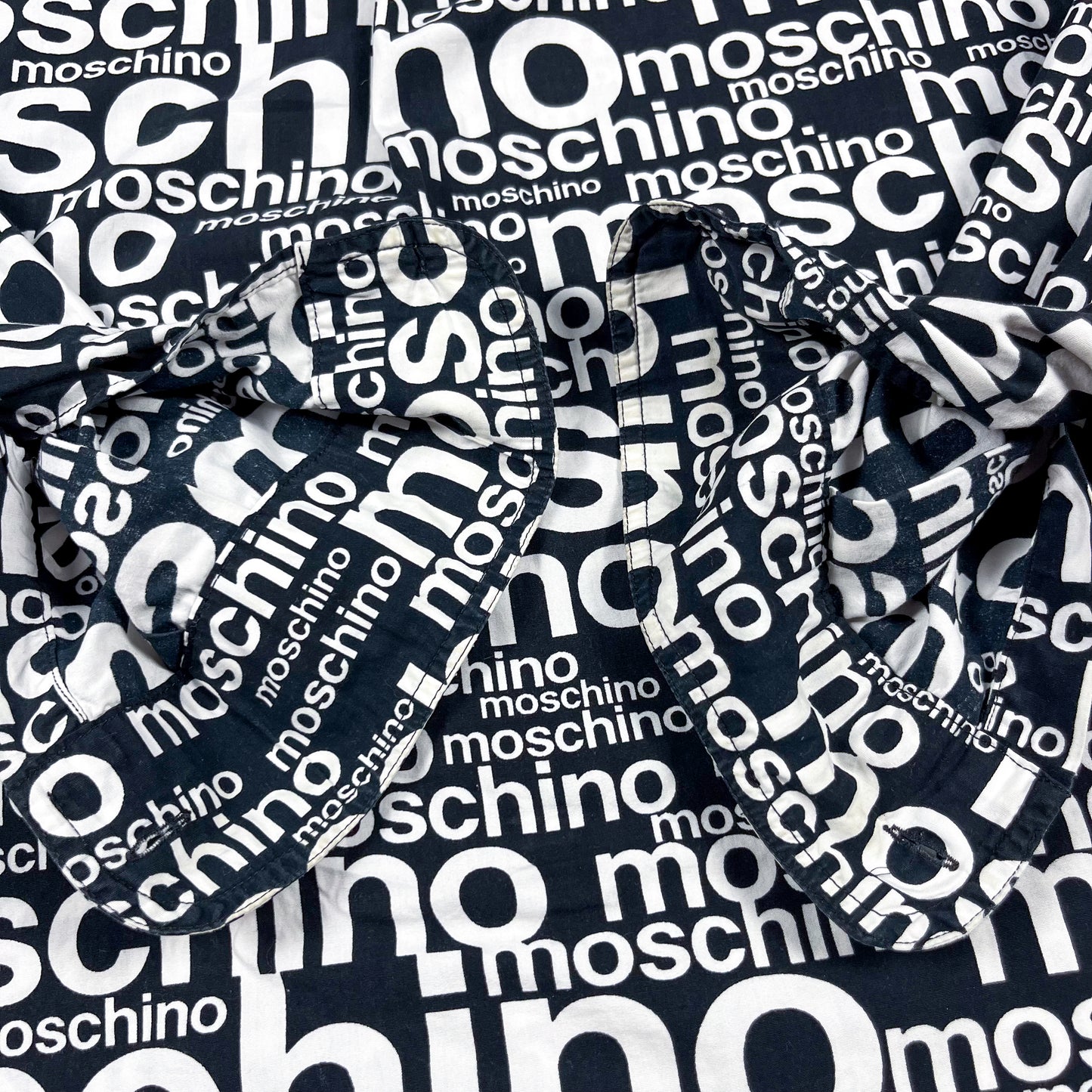 Moschino Jeans All Over Spellout Long Sleeve Shirt - Size: XL