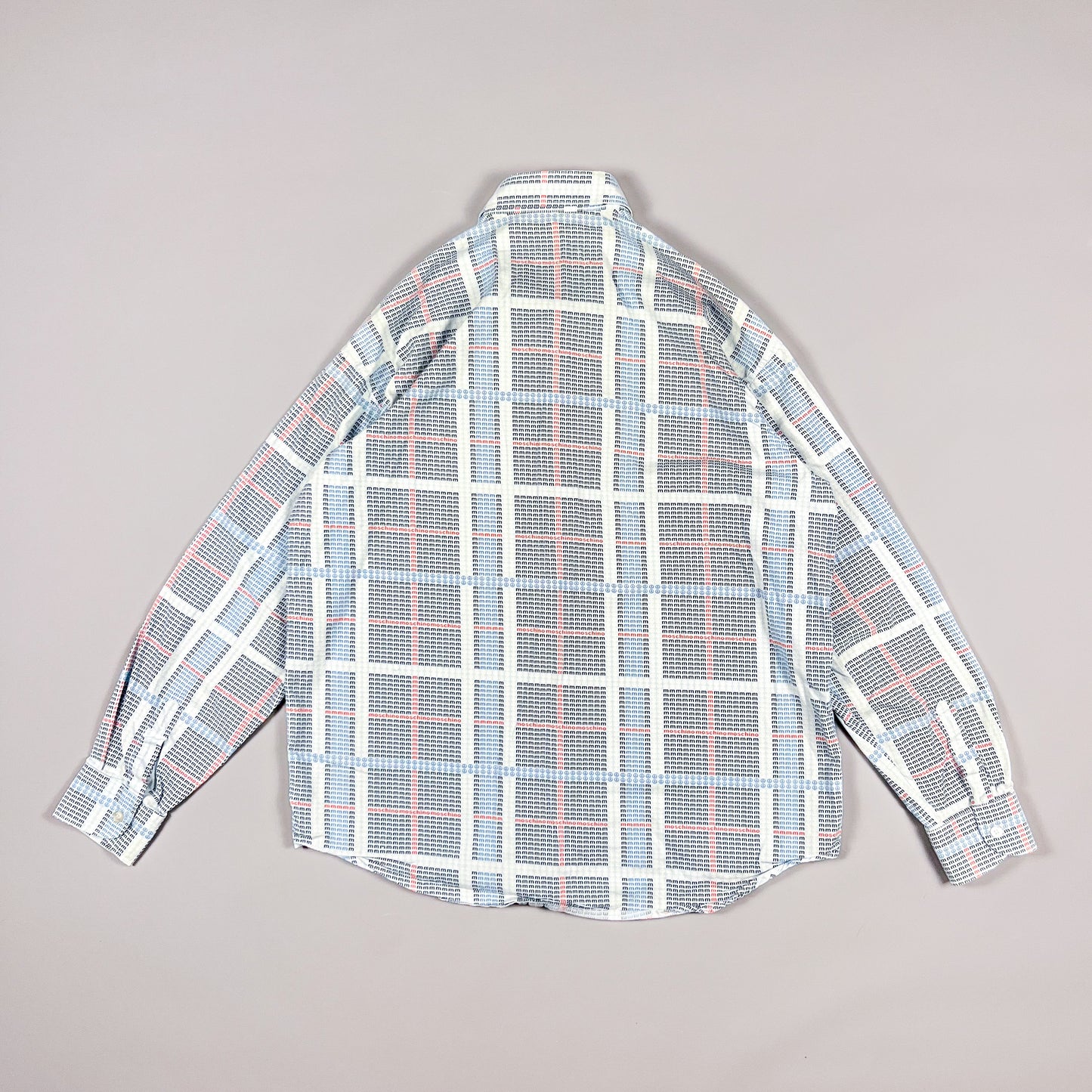 Moschino Jeans 'Plaid Spellout' Long Sleeve Shirt - Size: Large