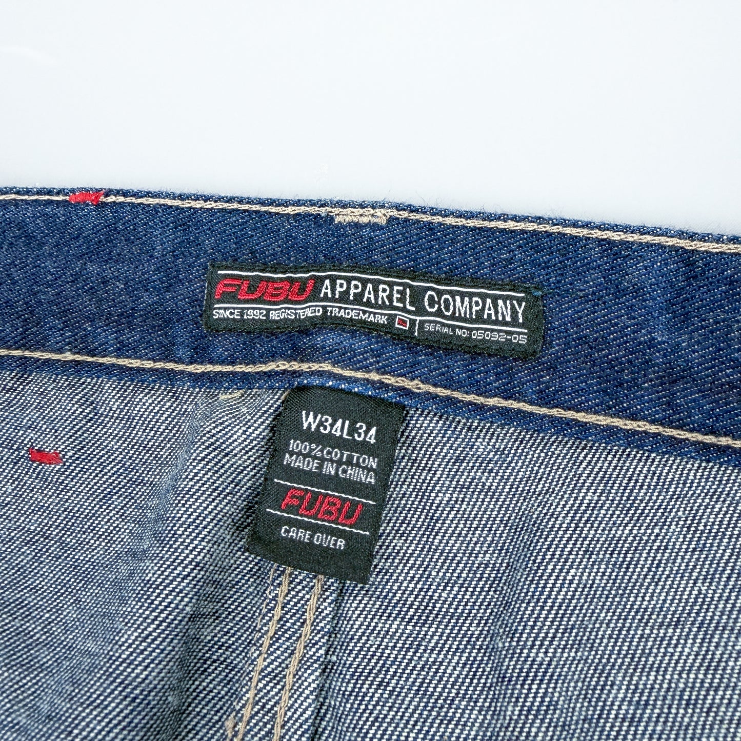 FUBU Circa XCII (92) Y2K Indigo Denim Jeans - Size: 34"-36"