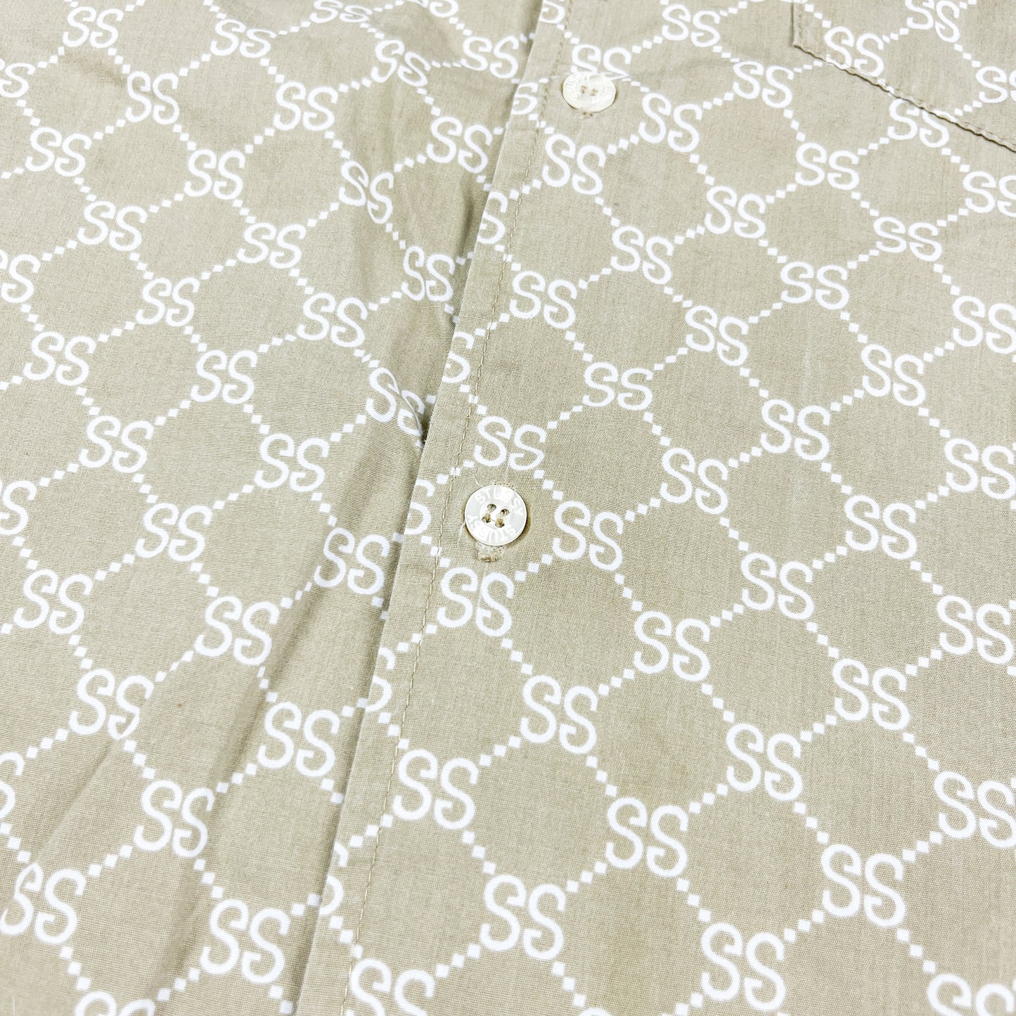 Stüssy 'Stucci' Monogram Beige Shirt - Size: Medium