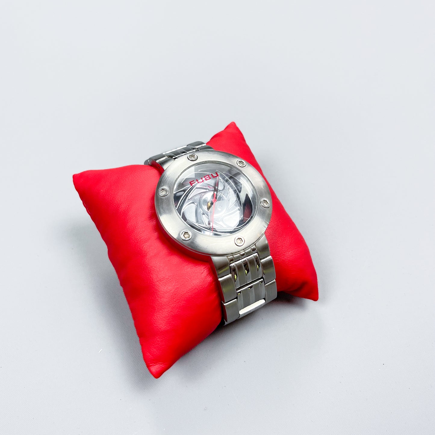 FUBU Spiral Alloy Wheel Skeleton Watch