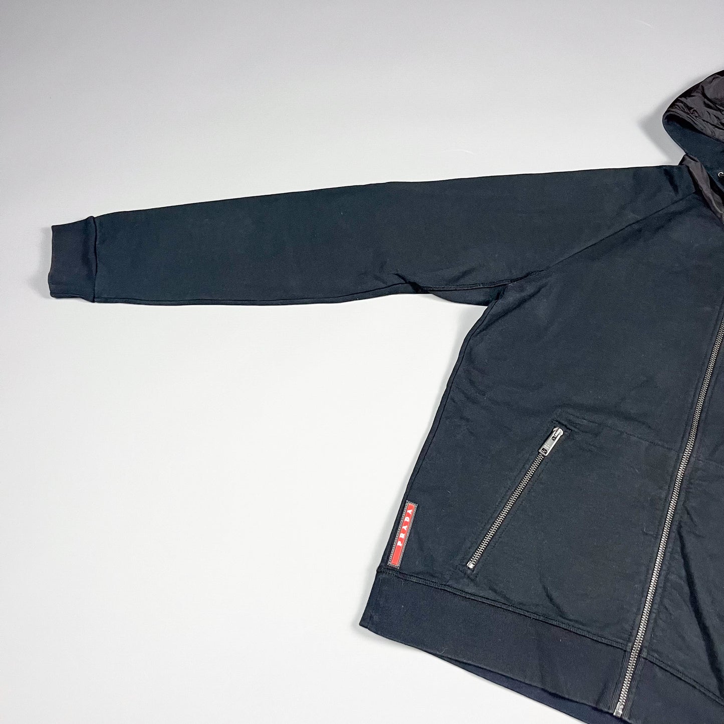 Prada Full Zip Nylon Hood Hoodie - Size: Large