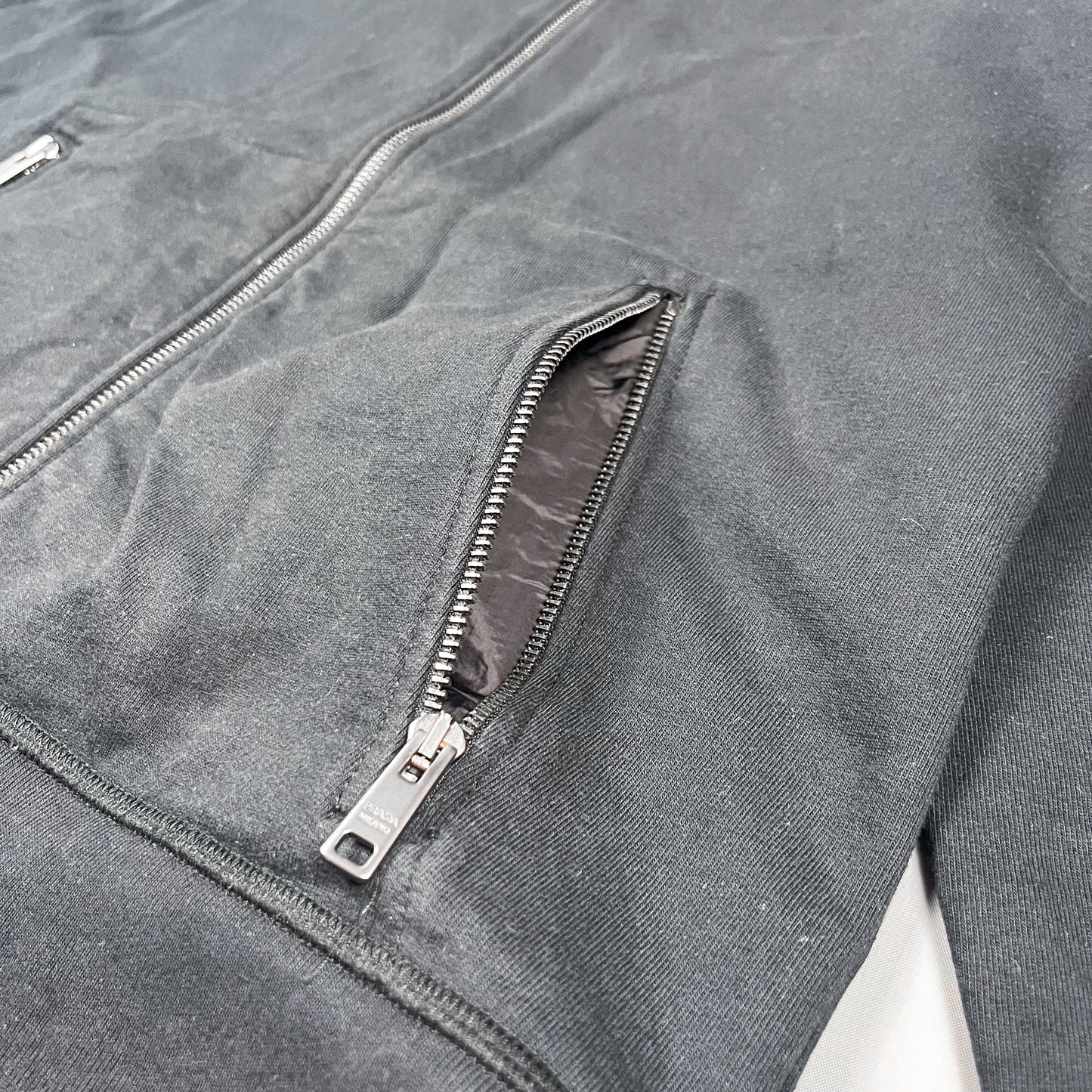 Prada Full Zip Nylon Hood Hoodie - Size: Large