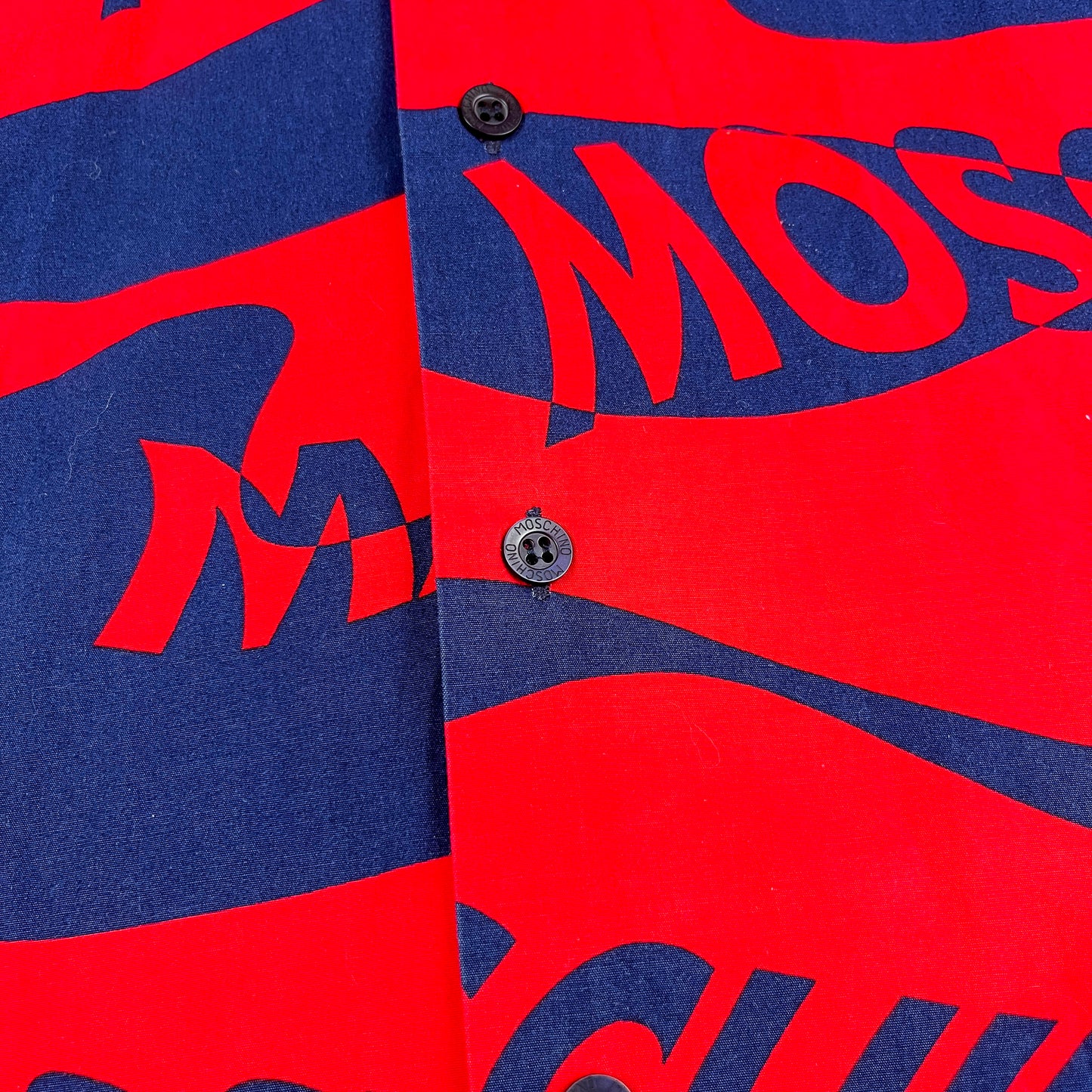 Moschino Mare Wave Print Short Sleeve Shirt - Size: Large / XL