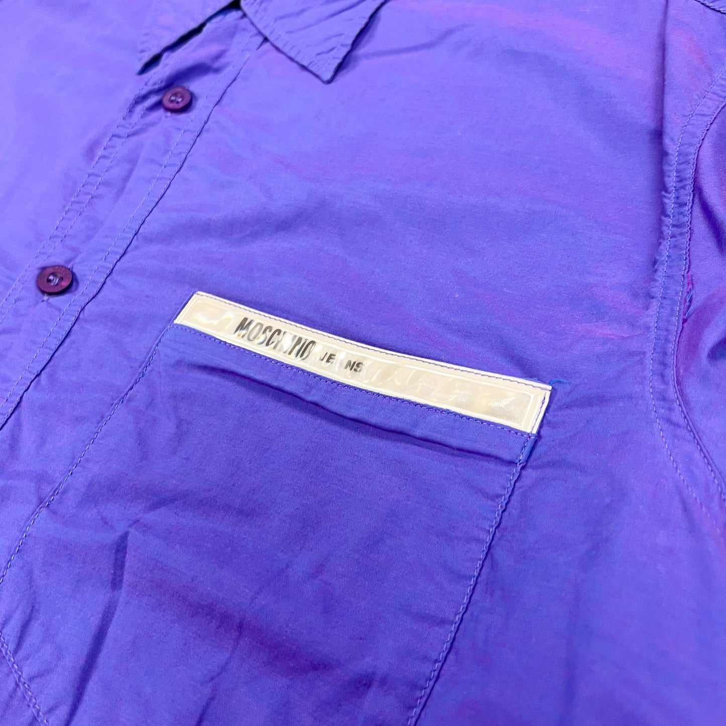 Moschino Jeans Lenticular Shimmer Purple Shirt - Size: Medium