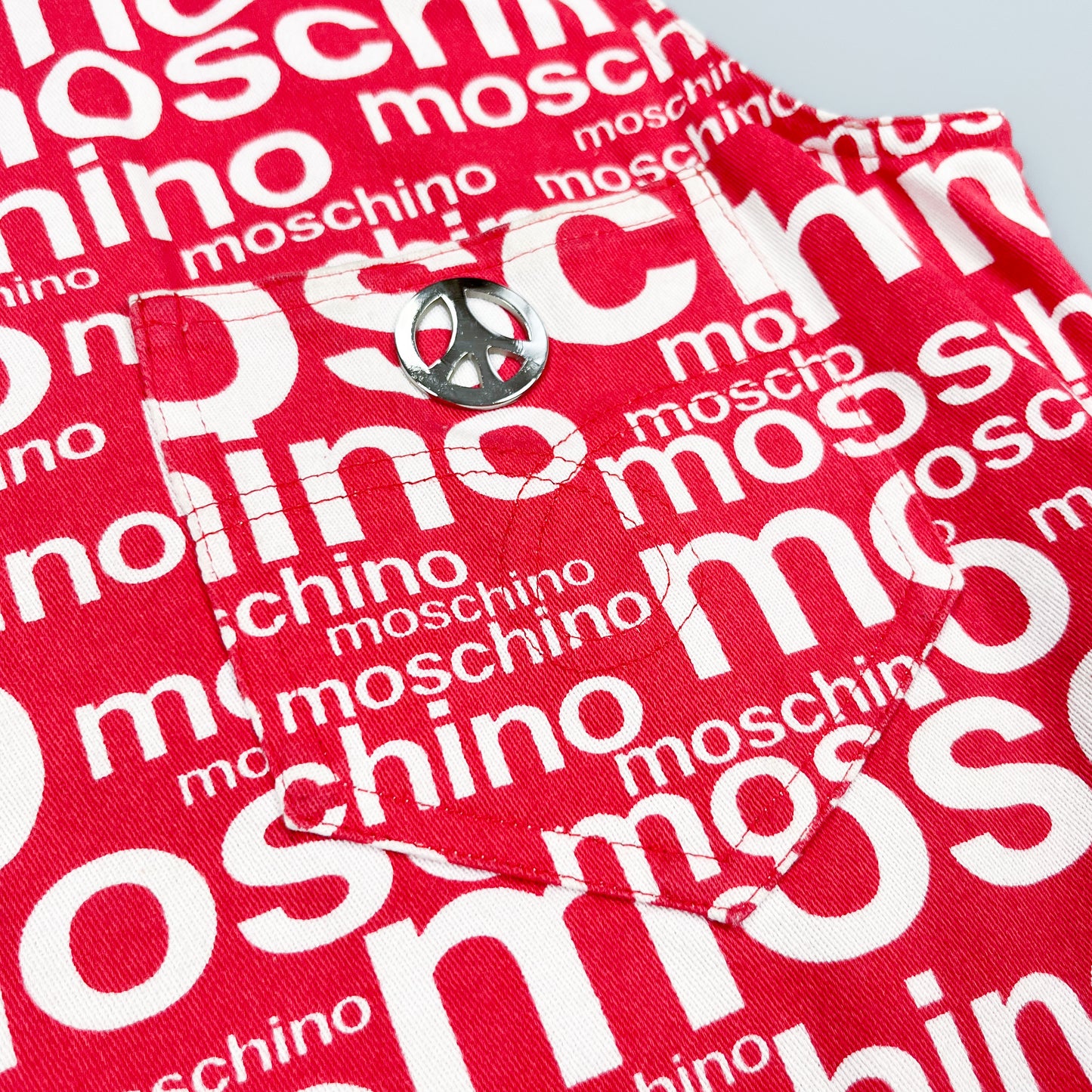 Moschino Jeans 'All over spellout' Sleeveless Trucker Denim Jacket Vest - Size: 16