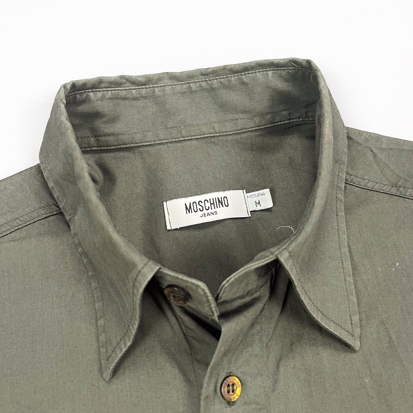 Moschino Jeans Khaki Box Logo Shirt - Size: Medium