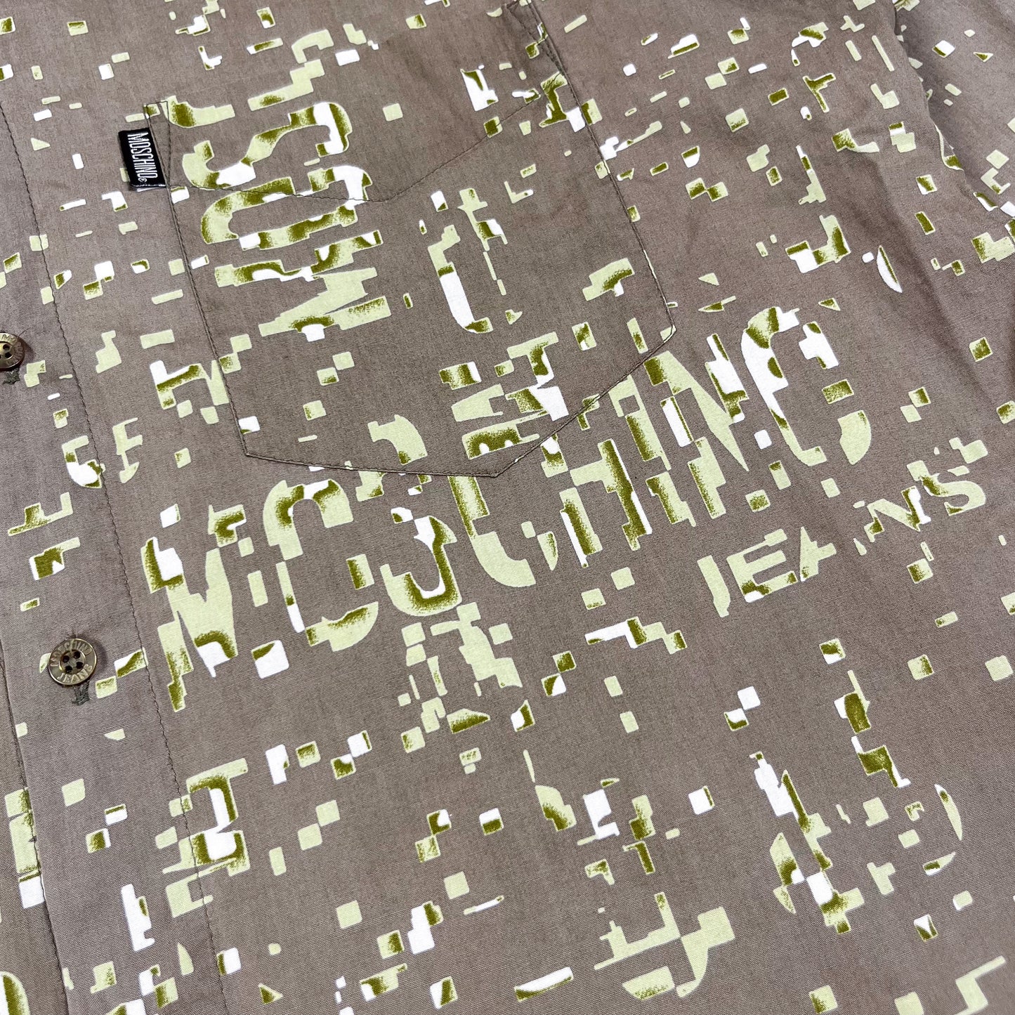 Moschino Jeans Khaki Digital Long Sleeve Shirt - Size: Large