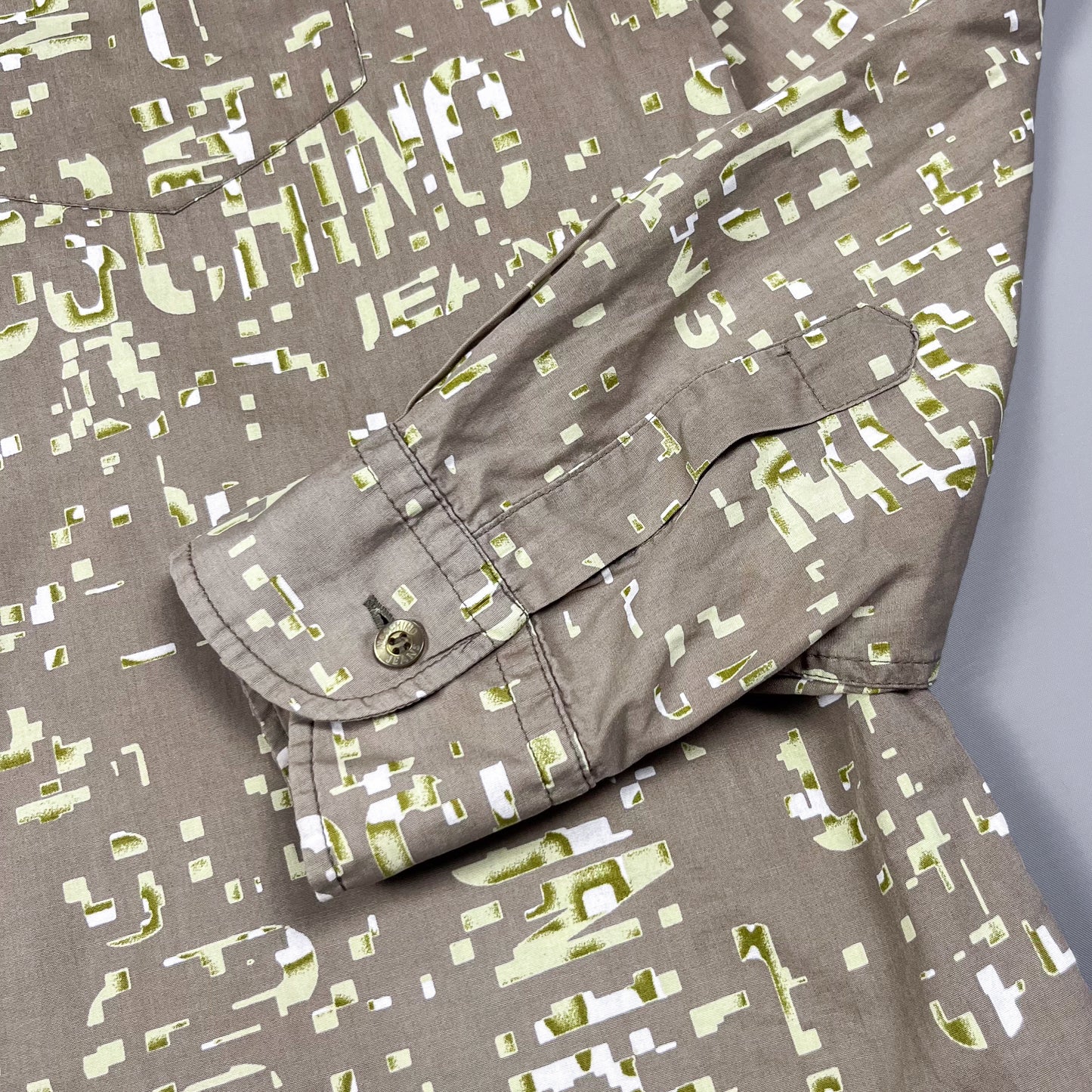 Moschino Jeans Khaki Digital Long Sleeve Shirt - Size: Large