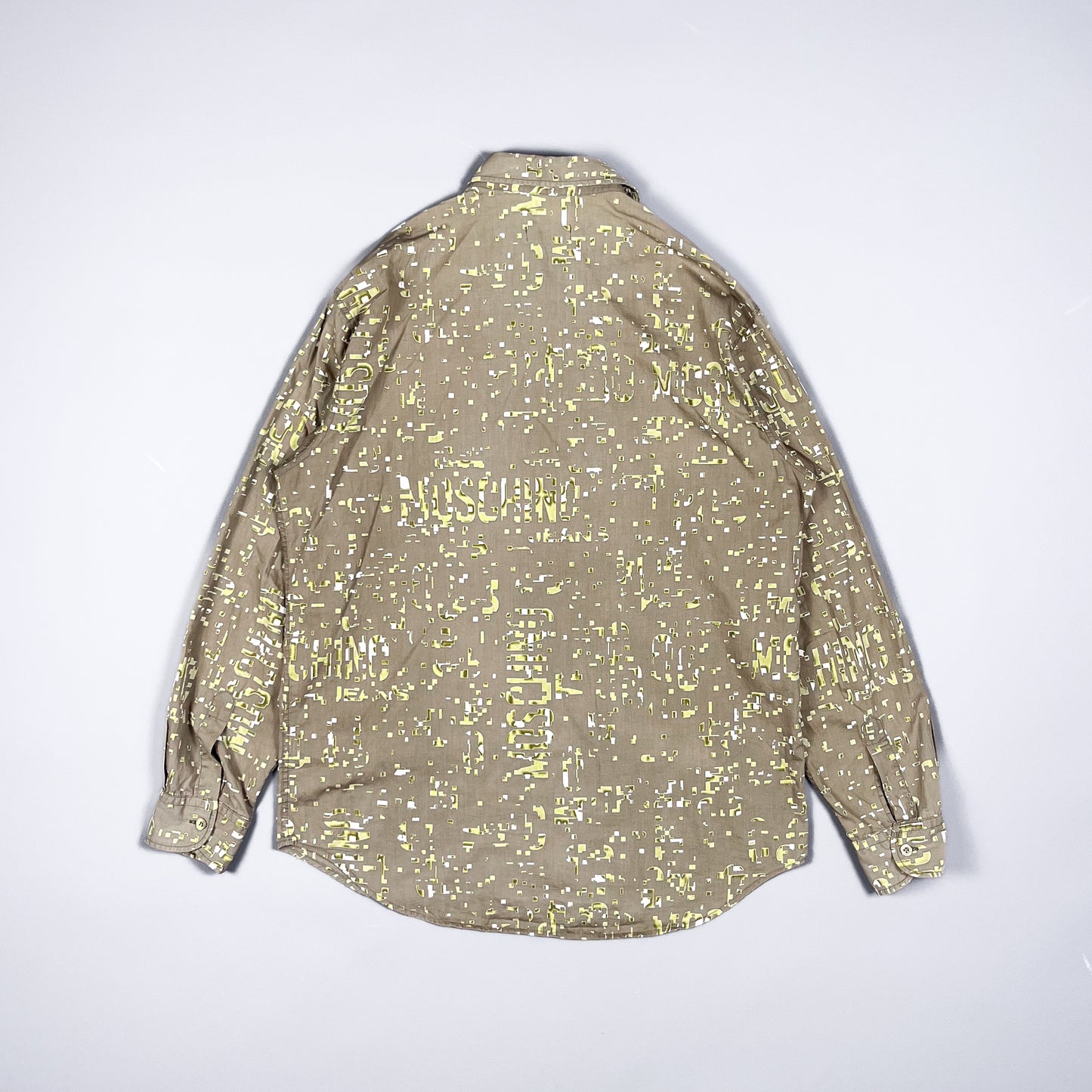 Moschino Jeans Khaki Digital Long Sleeve Shirt - Size: Large