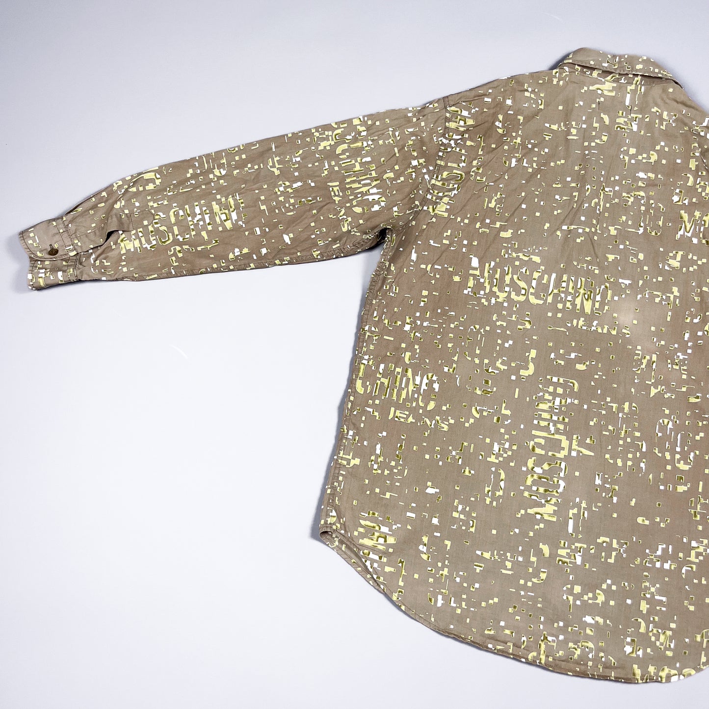 Moschino Jeans Khaki Digital Long Sleeve Shirt - Size: Large