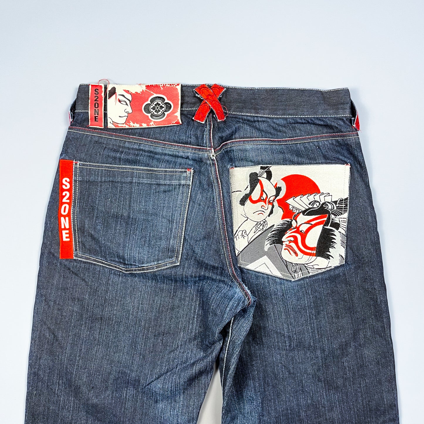 S2ONE / Soone Japanese Sharaku Embroidered Selvedge Jeans - Size: 34"