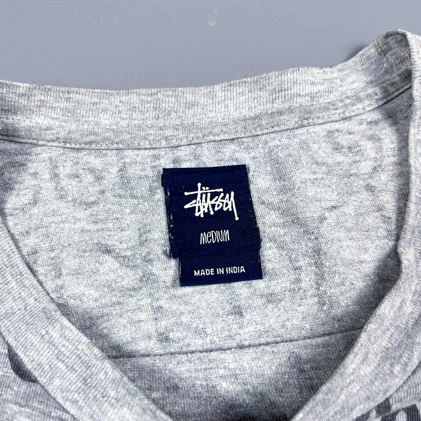 Stüssy All Over Spellout T-shirt - Size: Medium - Grey