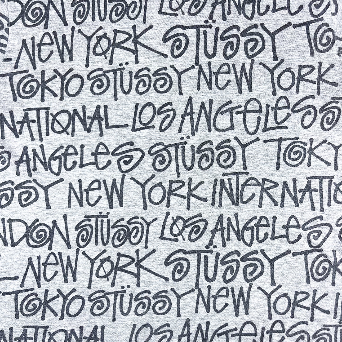 Stüssy All Over Spellout T-shirt - Size: Medium - Grey
