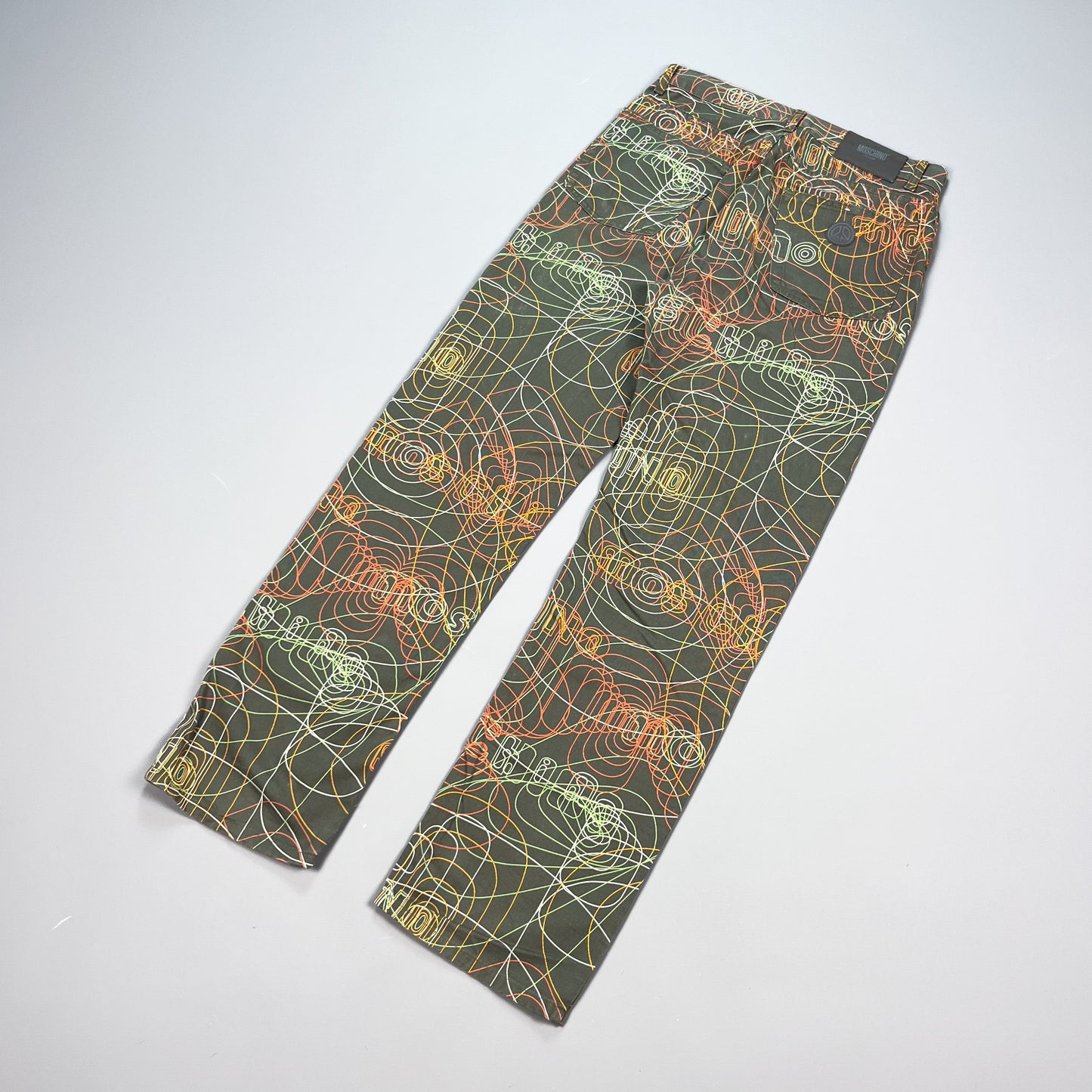 Moschino Jeans 'Millennium/Vibrations' Print Khaki Jeans - Size: 32"