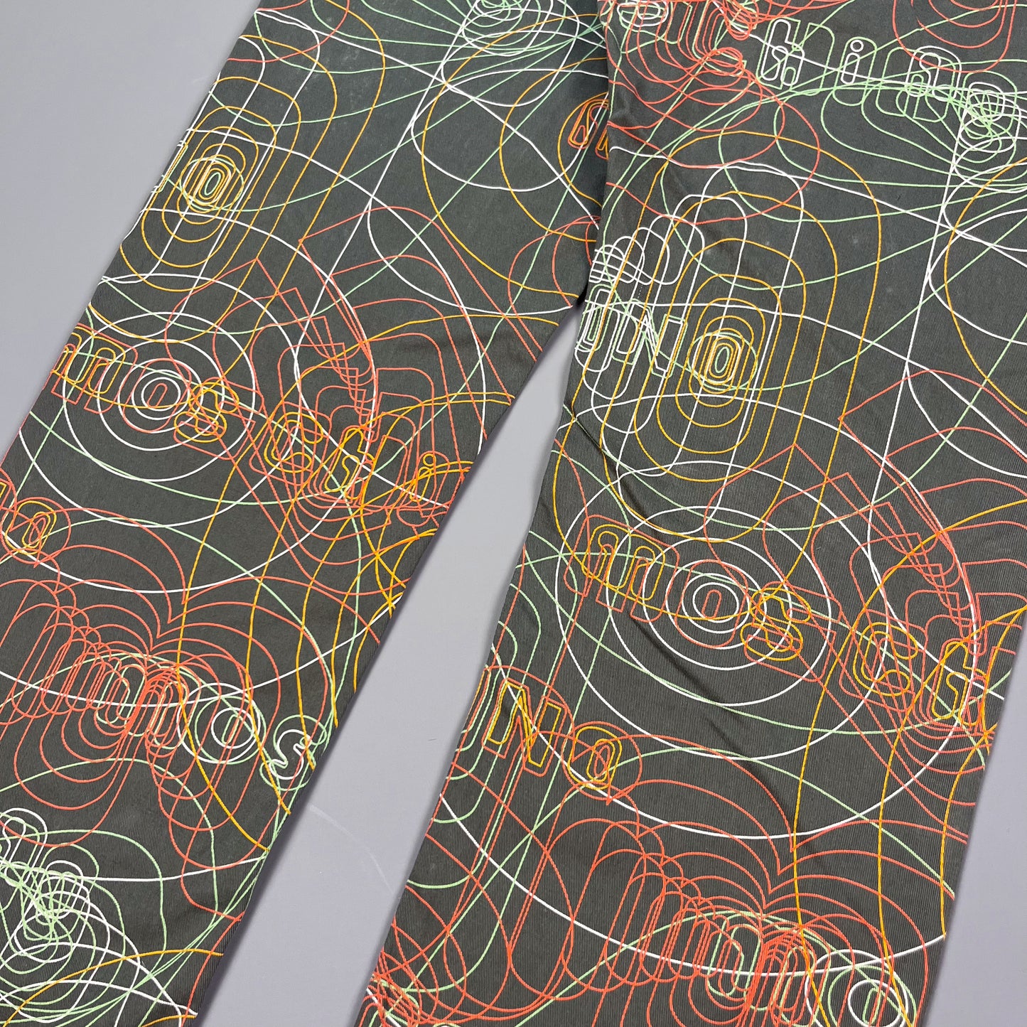 Moschino Jeans 'Millennium/Vibrations' Print Khaki Jeans - Size: 32"