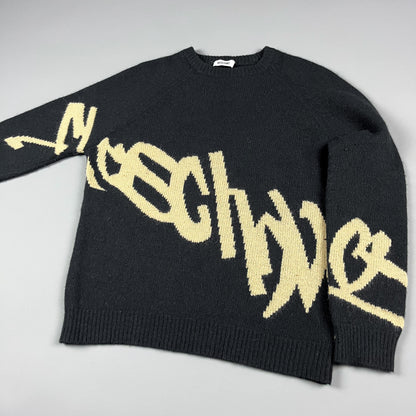 Moschino Jeans Graffiti Spellout Angora Knit Sweatshirt - Size: Small