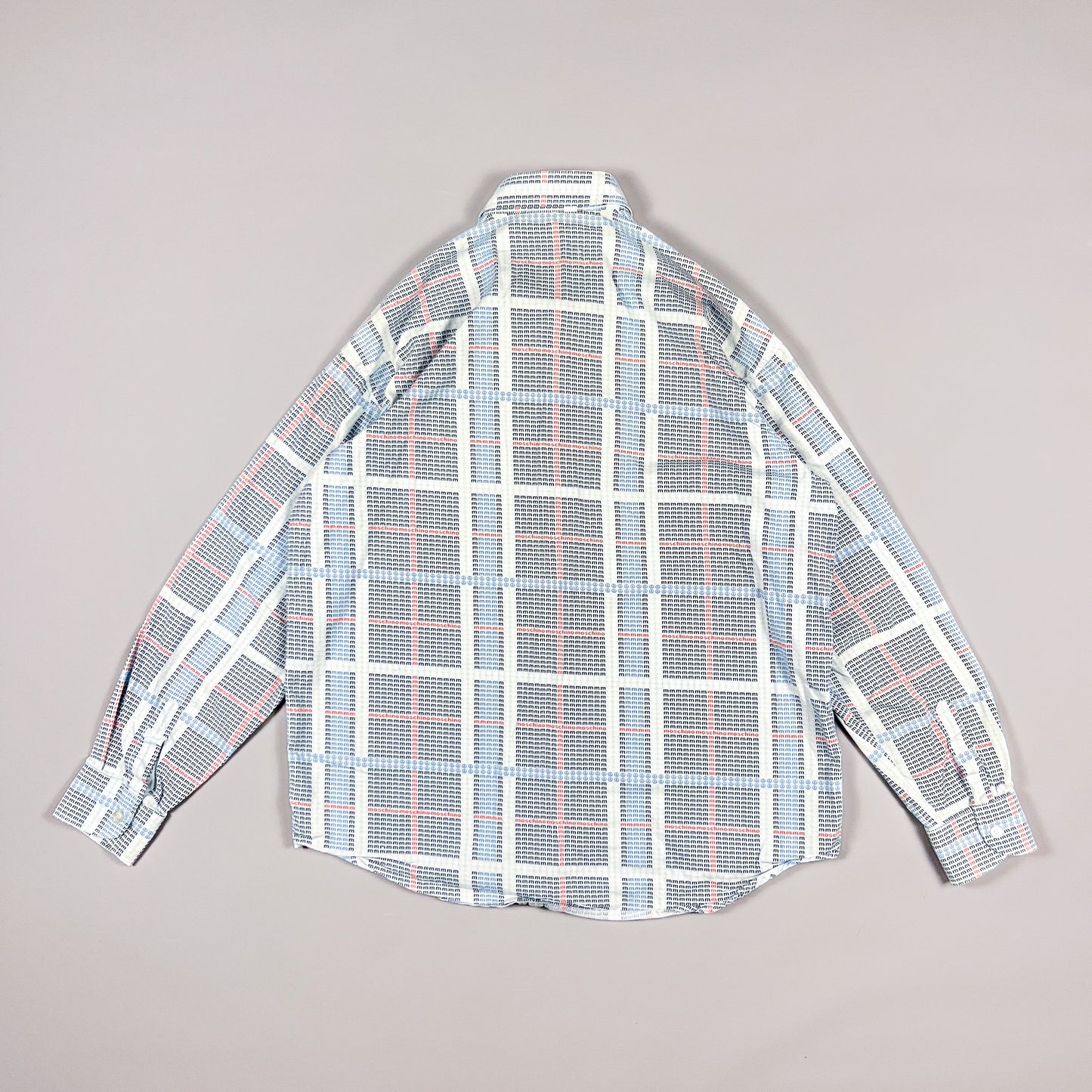 Moschino Jeans 'Plaid Spellout' Long Sleeve Shirt - Size: Large