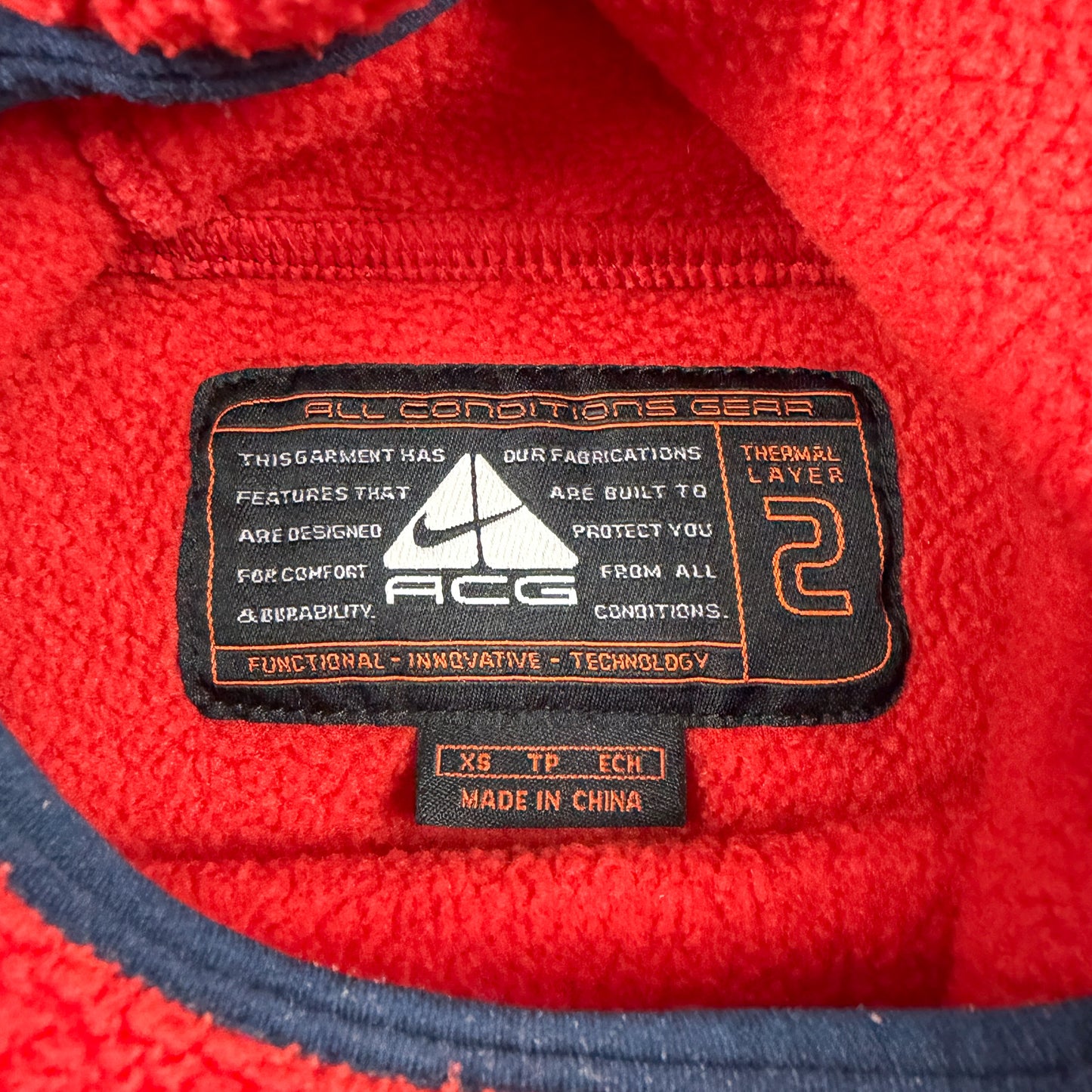 Nike ACG 1998 Sherpa Fleece Balaclava Hoodie Red & Navy - Size: Small/Medium