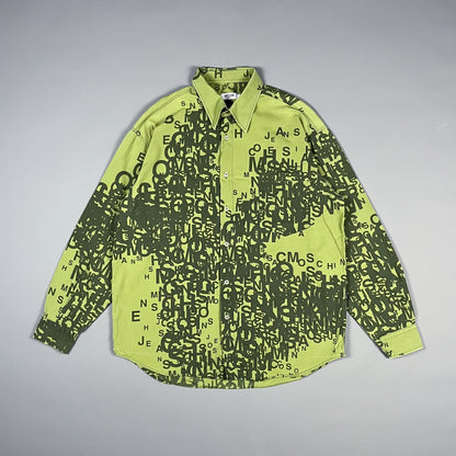 Moschino Jeans 'Cryptography' Print Green Long Sleeve Shirt - Size: Large