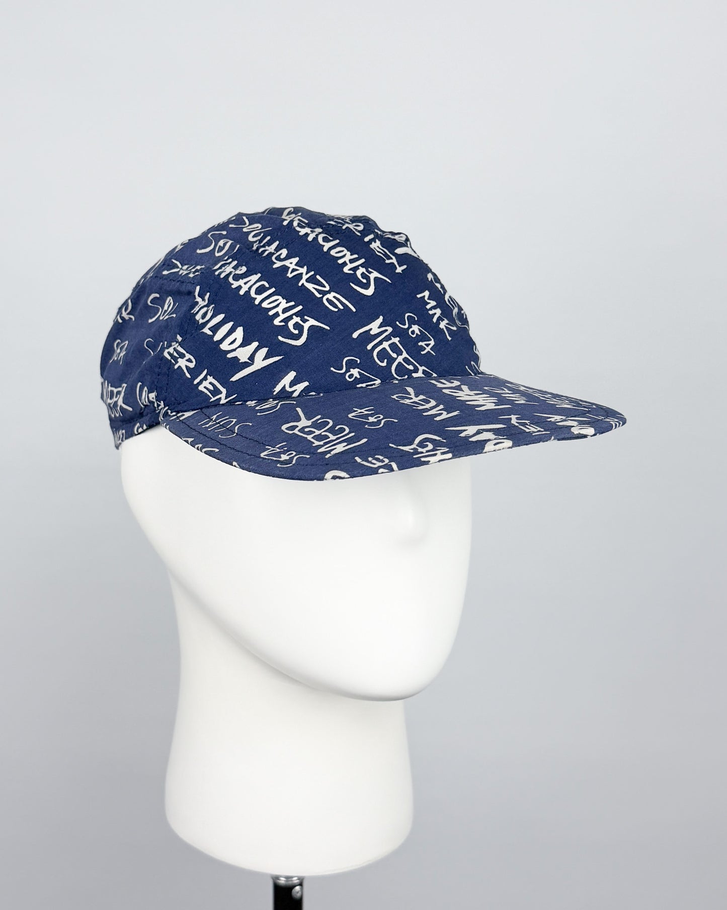 90's Moschino Mare 'Graffiti' 5 Panel Cap - Navy/White/Red