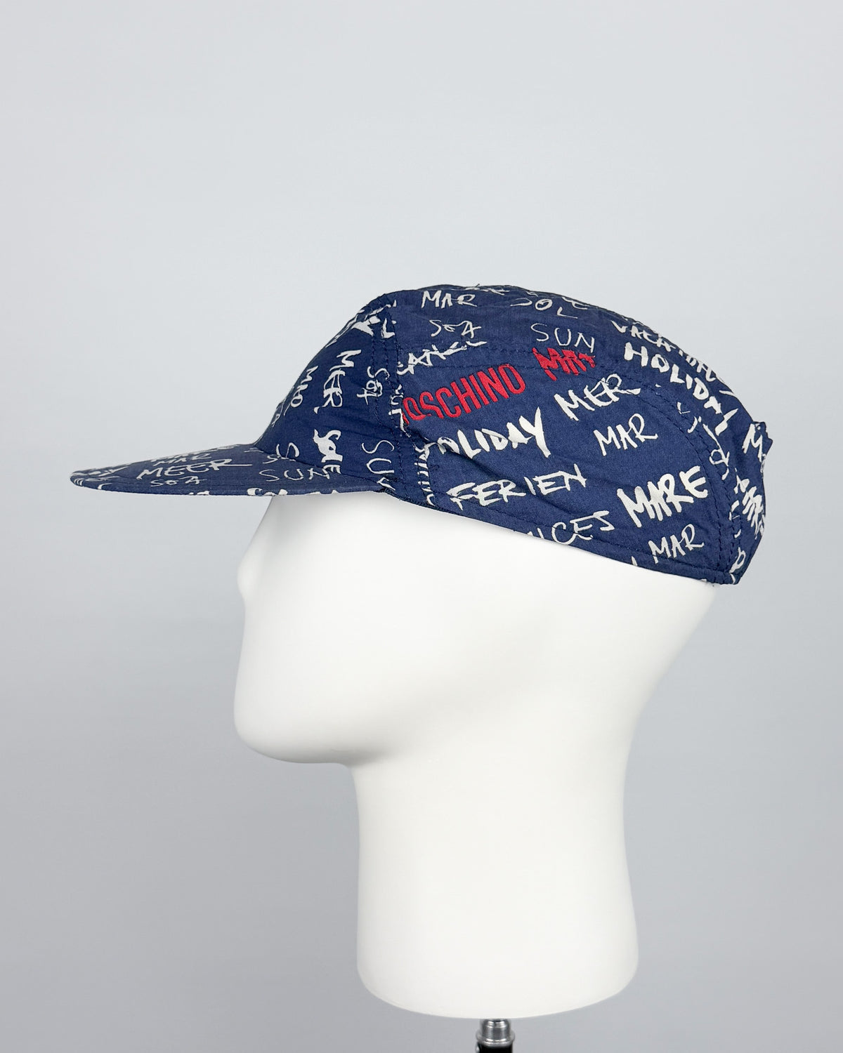 90's Moschino Mare 'Graffiti' 5 Panel Cap - Navy/White/Red