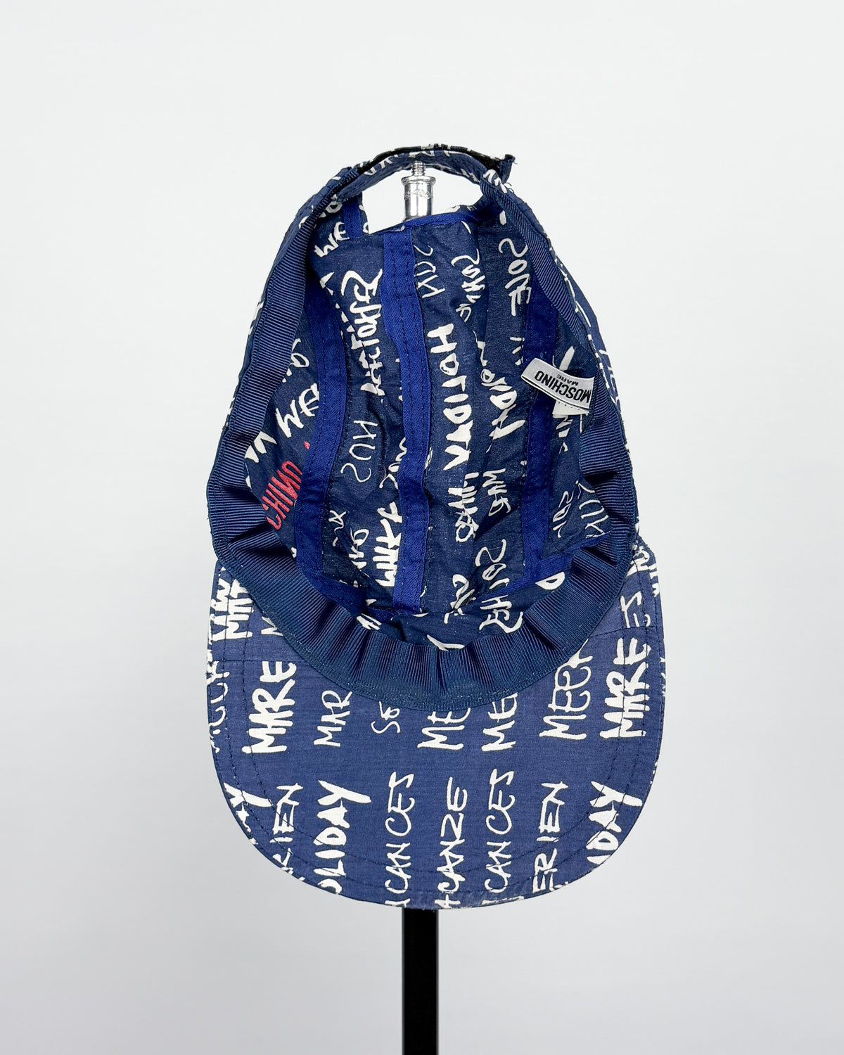 90's Moschino Mare 'Graffiti' 5 Panel Cap - Navy/White/Red