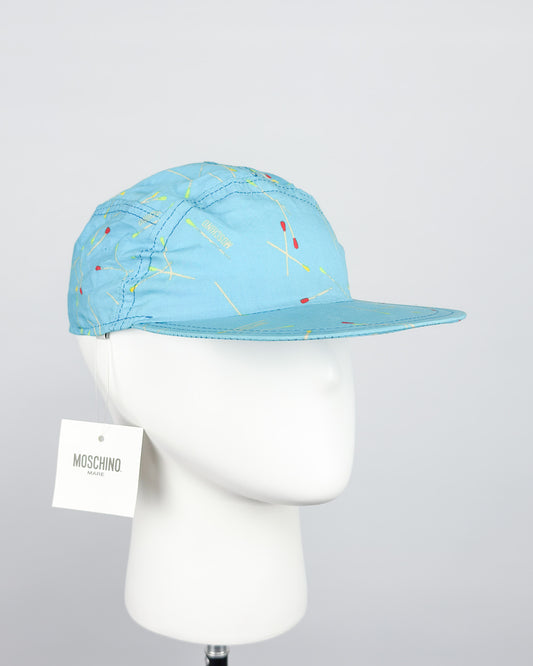 90's Moschino Mare 'Matchsticks' 5 Panel Cap - Light Blue