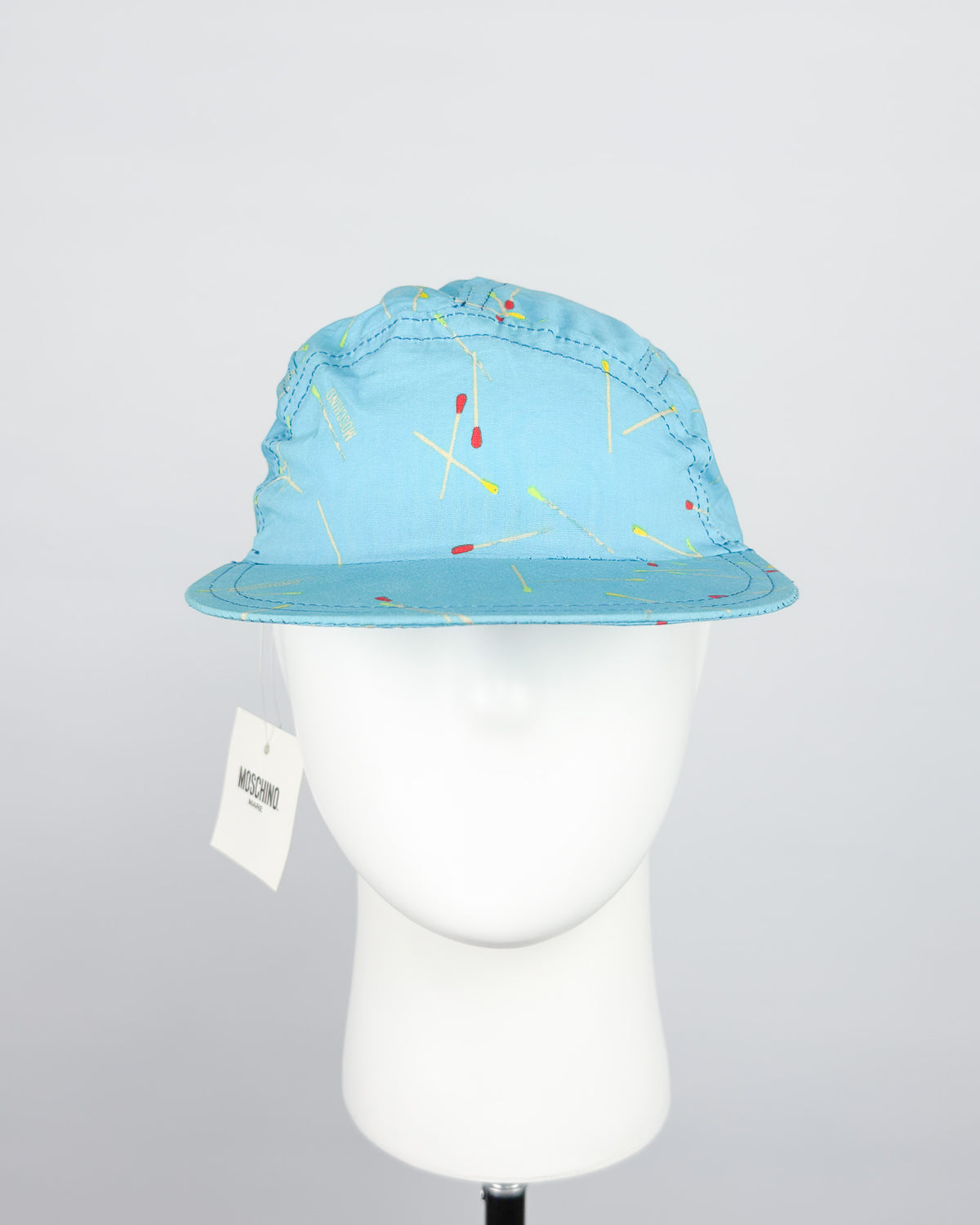 90's Moschino Mare 'Matchsticks' 5 Panel Cap - Light Blue