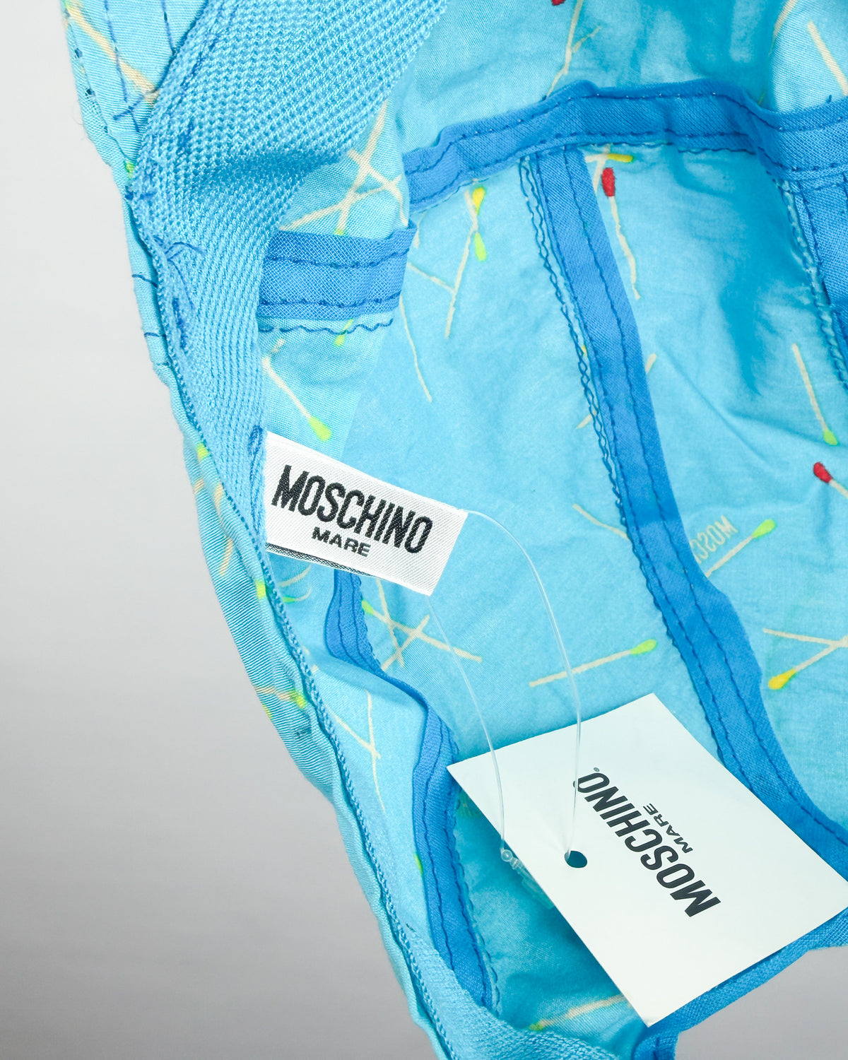 90's Moschino Mare 'Matchsticks' 5 Panel Cap - Light Blue