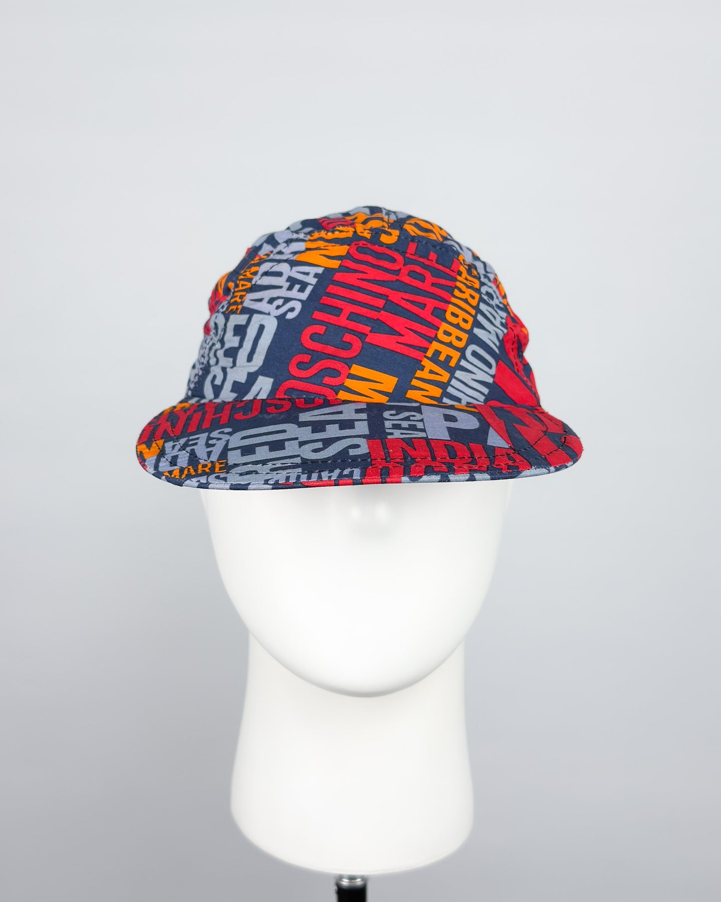 90's Moschino Mare 'Oceans' 5 Panel Cap - Navy/Orange/Red/Blue