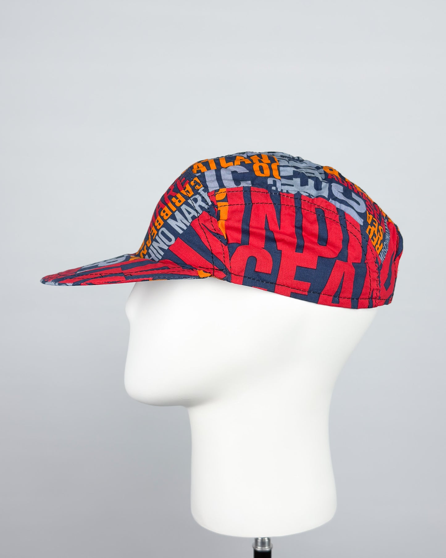 90's Moschino Mare 'Oceans' 5 Panel Cap - Navy/Orange/Red/Blue
