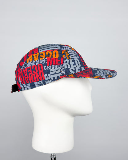 90's Moschino Mare 'Oceans' 5 Panel Cap - Navy/Orange/Red/Blue