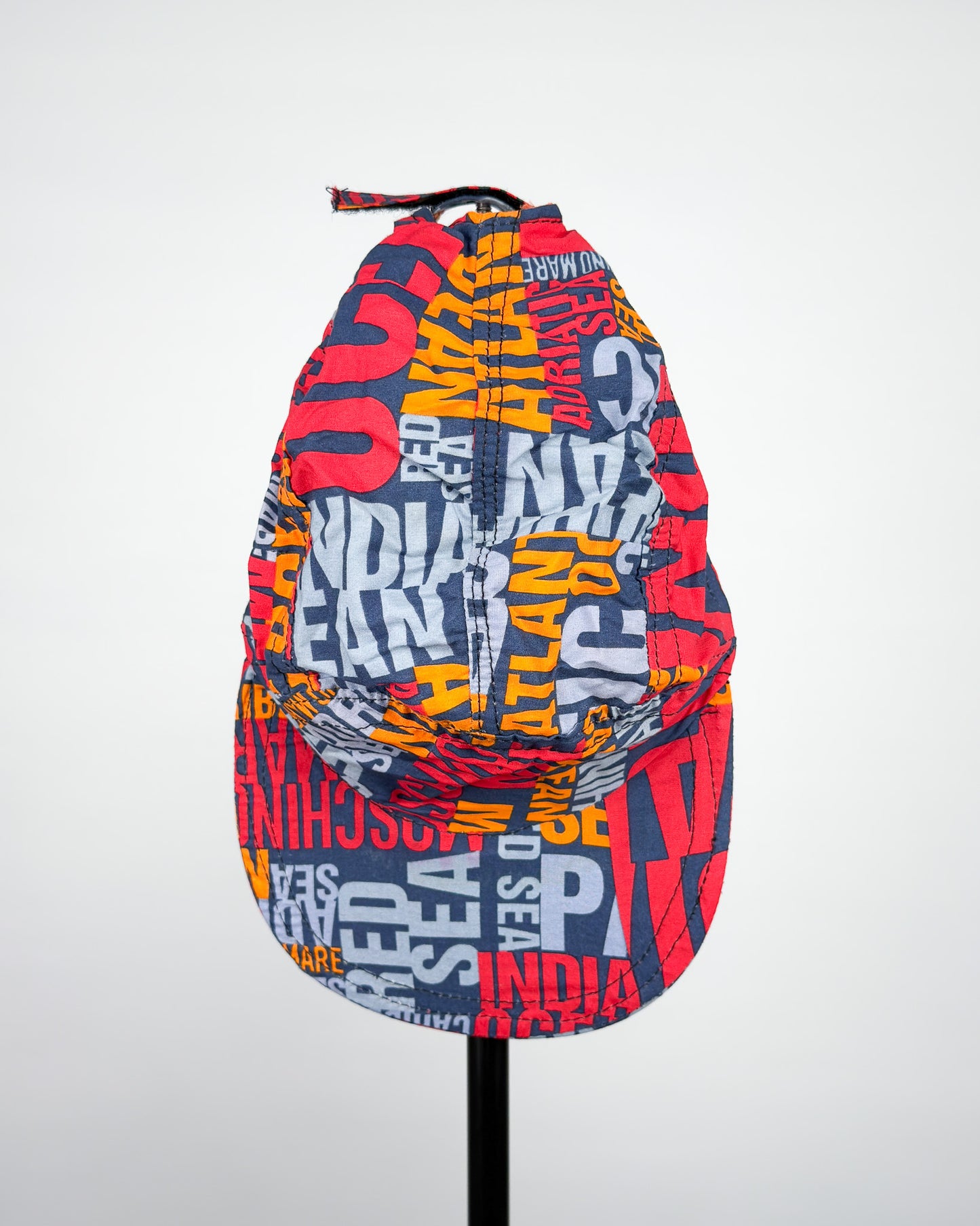 90's Moschino Mare 'Oceans' 5 Panel Cap - Navy/Orange/Red/Blue