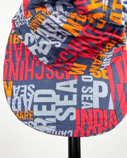 90's Moschino Mare 'Oceans' 5 Panel Cap - Navy/Orange/Red/Blue