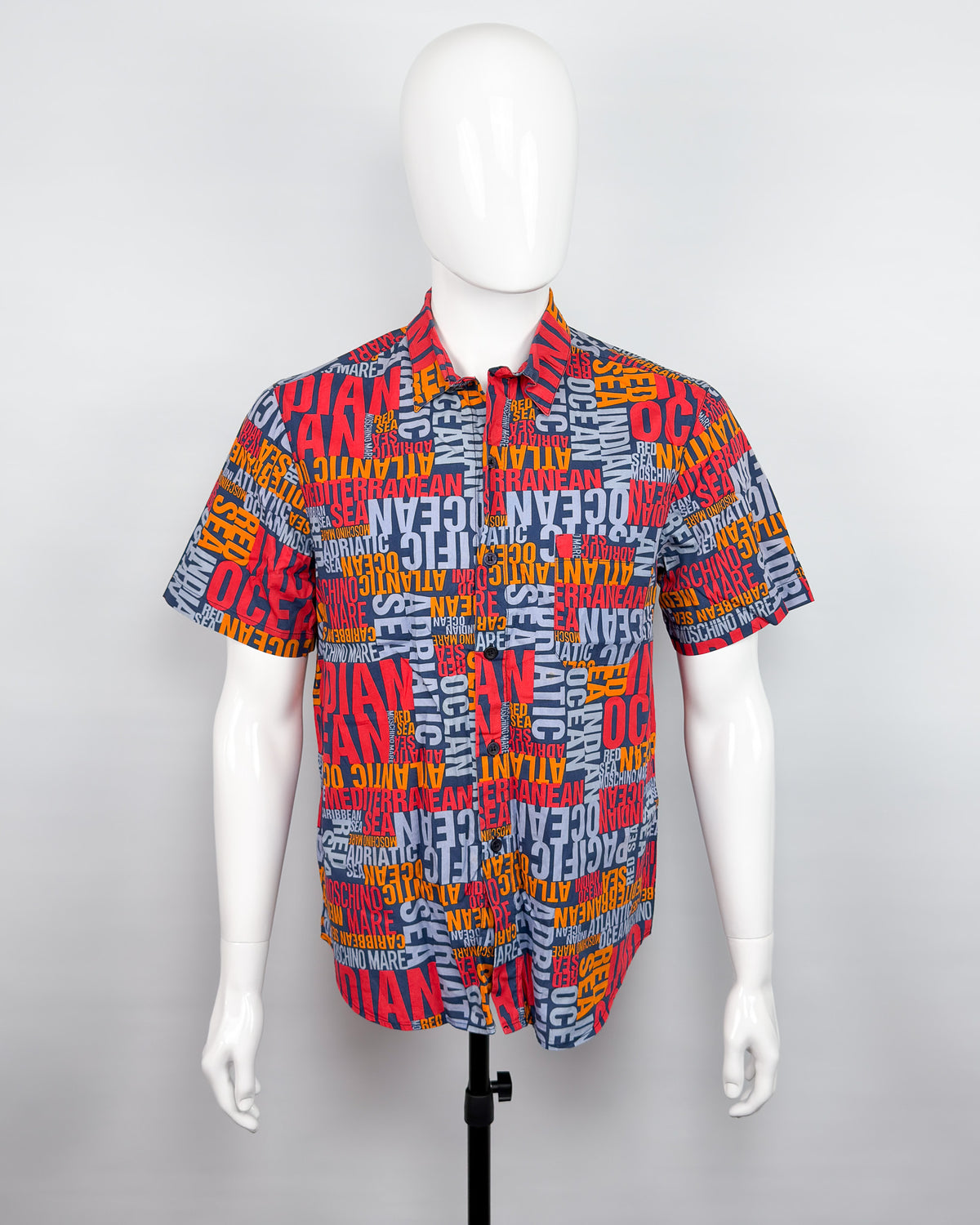 90's Moschino Mare 'Oceans' Short Sleeve Shirt - Size: Large