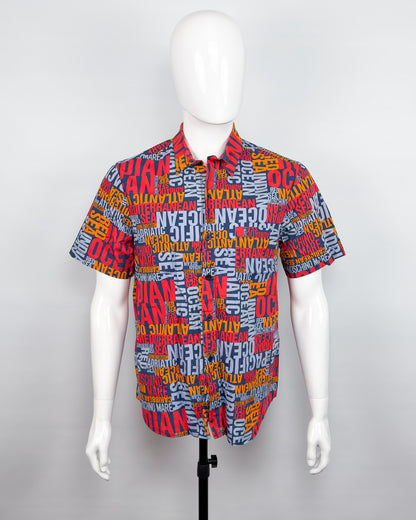 90's Moschino Mare 'Oceans' Short Sleeve Shirt - Size: Large