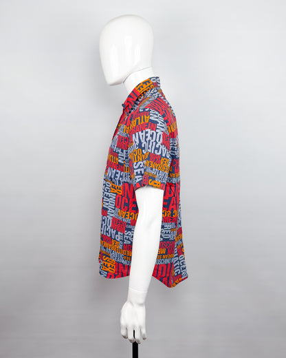 90's Moschino Mare 'Oceans' Short Sleeve Shirt - Size: Large