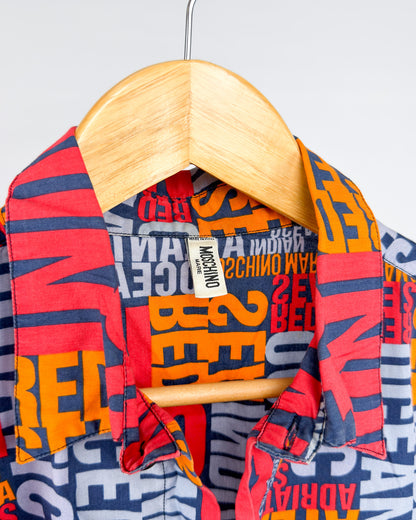 90's Moschino Mare 'Oceans' Short Sleeve Shirt - Size: Large