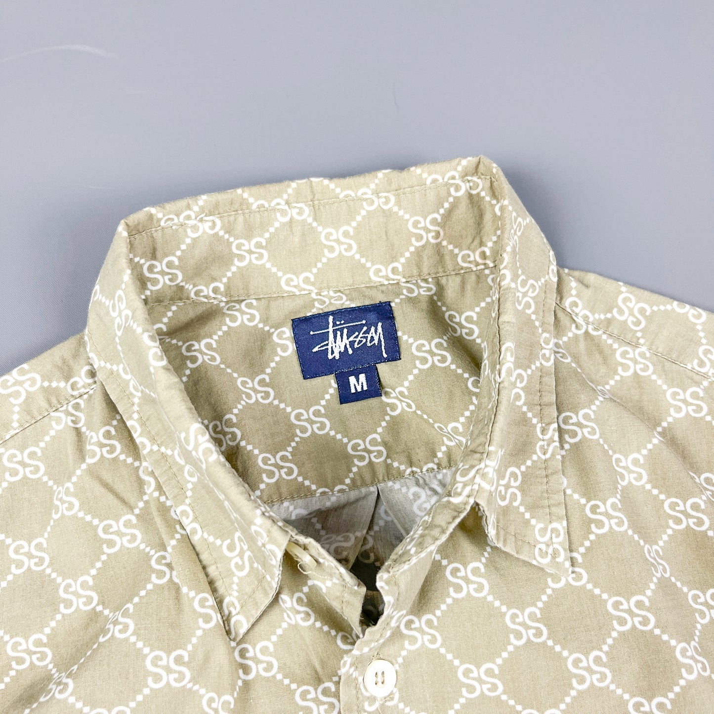 Stüssy 'Stucci' Monogram Beige Shirt - Size: Medium