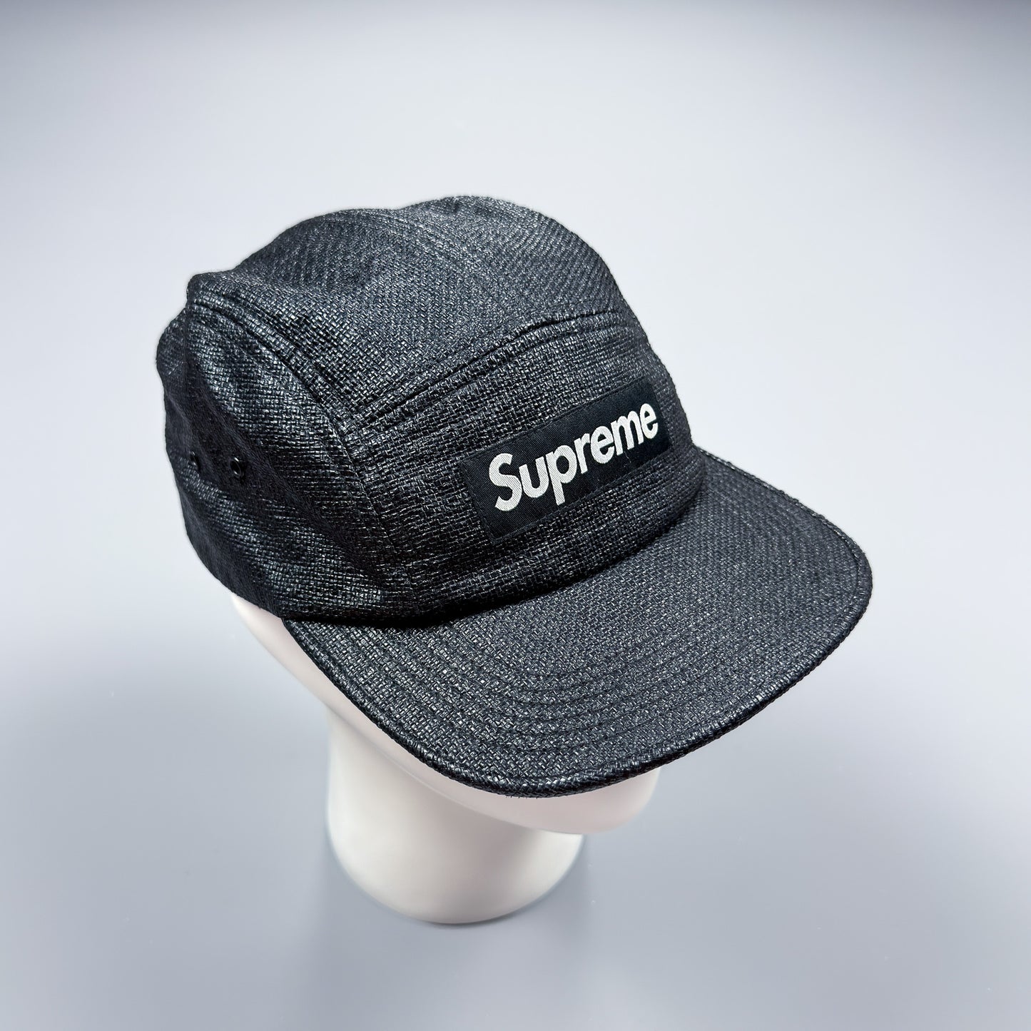 Supreme Black Box Logo 'Raffia' Cap Black