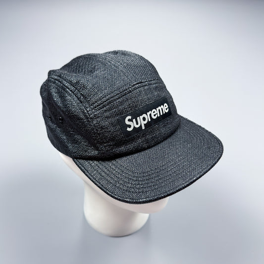 Supreme Black Box Logo 'Raffia' Cap Black