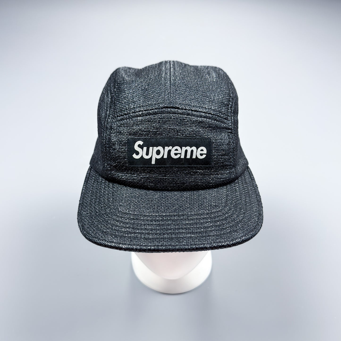 Supreme Black Box Logo 'Raffia' Cap Black