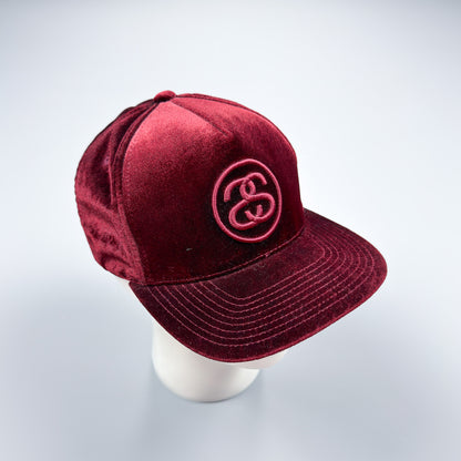 Stüssy Houndstooth Velvet/Velour SS Link Cap Burgundy