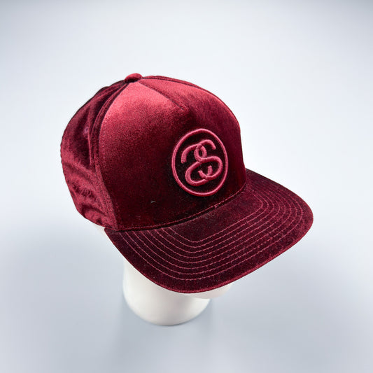 Stüssy Houndstooth Velvet/Velour SS Link Cap Burgundy