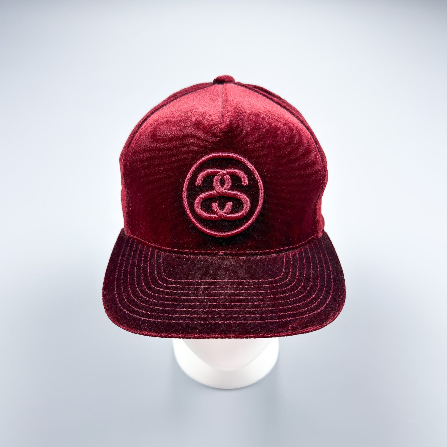 Stüssy Houndstooth Velvet/Velour SS Link Cap Burgundy