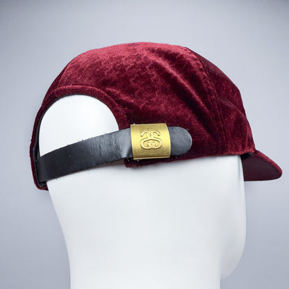 Stüssy Houndstooth Velvet/Velour SS Link Cap Burgundy