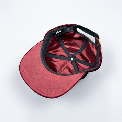 Stüssy Houndstooth Velvet/Velour SS Link Cap Burgundy
