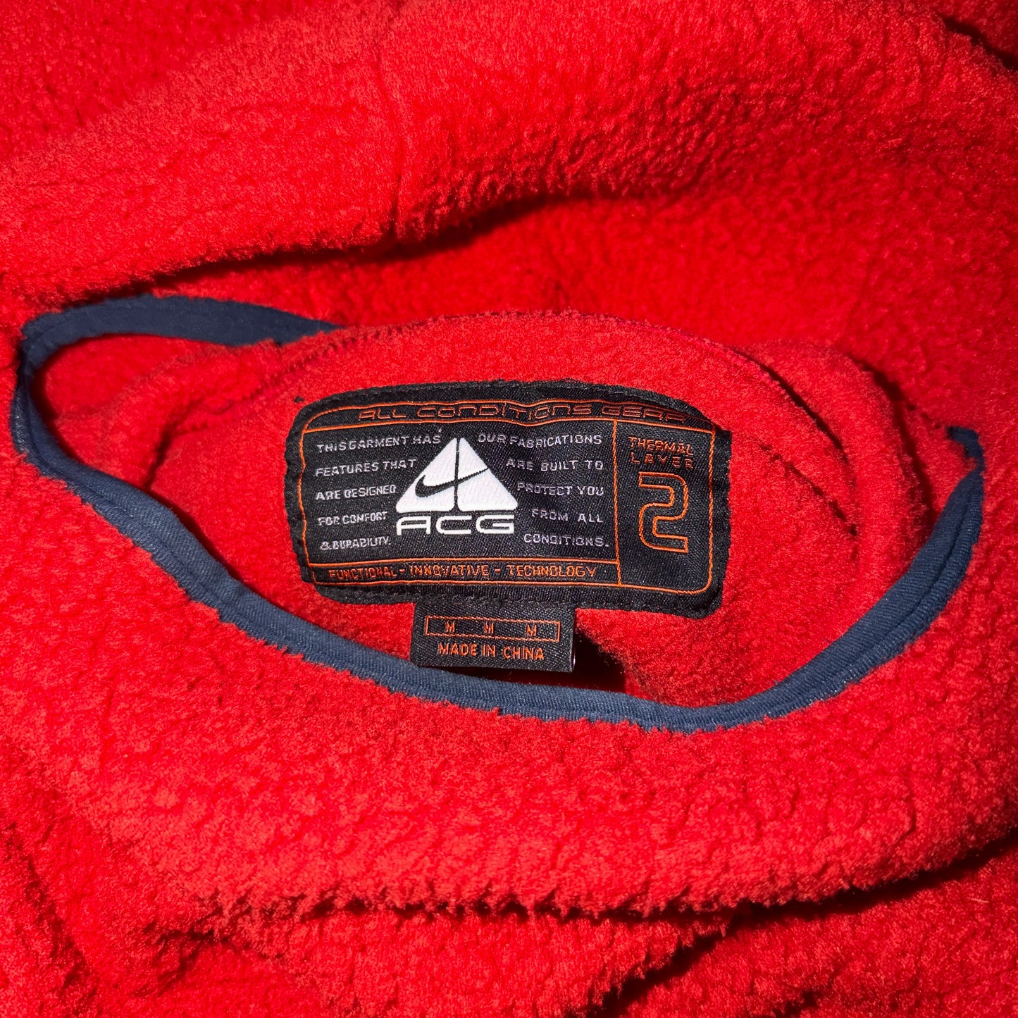 Nike ACG 1998 Sherpa Fleece Balaclava Hoodie Red & Navy - Size: Medium/Large