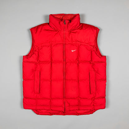 Nike Early 2000's Puffer Gilet Jacket - Red - Size XL